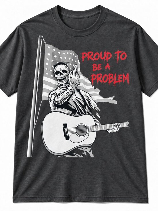 George P Other - Proud to be Problem Bare Bones skeleton guitar shirt